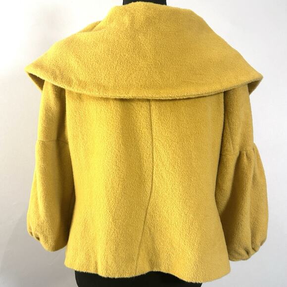 Itala Testino Luxury Baby Alpaca Wool Designer Coat Jacket Mustard Yellow Small - Picture 5 of 10